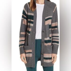 Brochu Walker Marlowe Cardigan Large Wool Mohair Cashmere Cozy Stripes Minimal